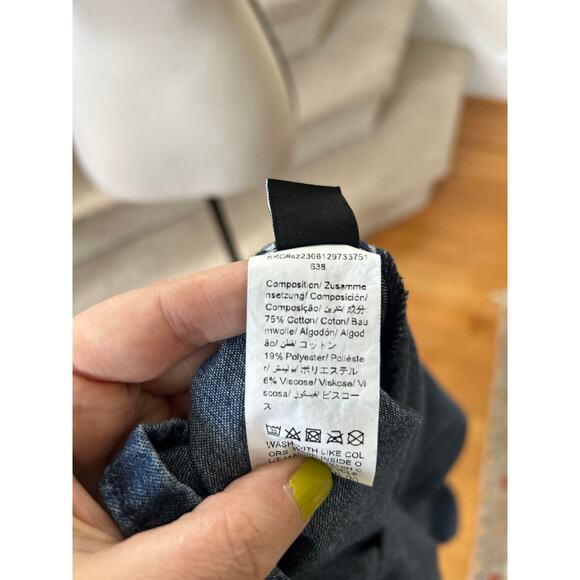 Denim Button Front Shirt Dress Flutter Hem Short Sleeve Maxi Dress Western Boho - Picture 2 of 8